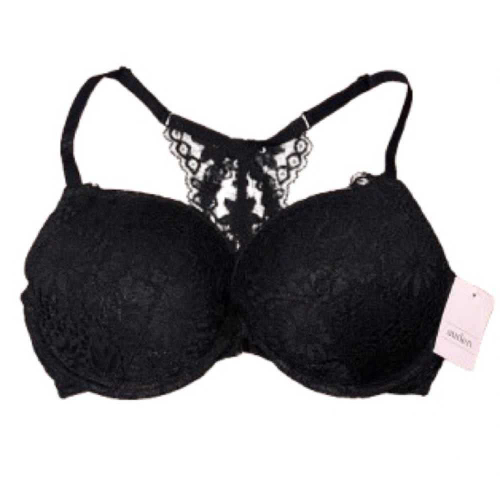 Auden Elegant Black Lace Racerback Bra NWT size 34DD